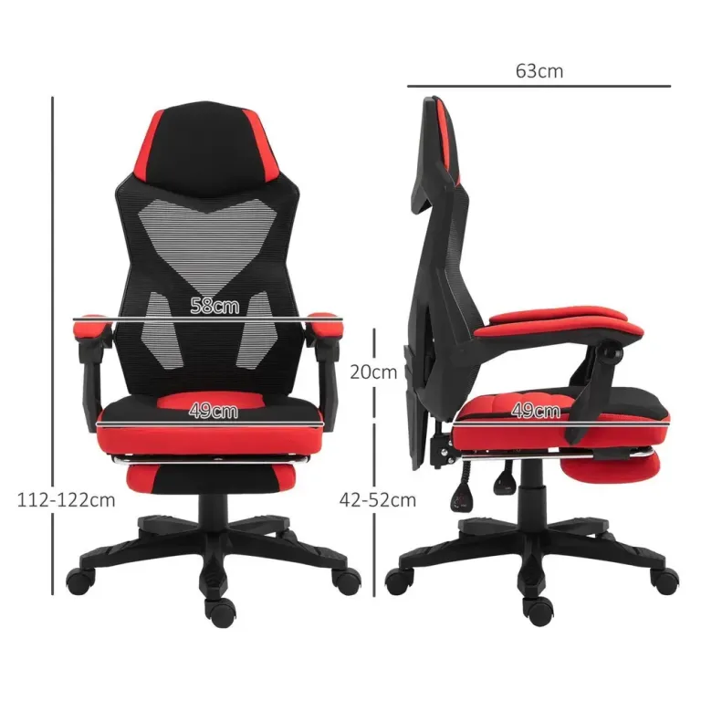 Ergonomisk Gamingstol med Nackstöd & Ländryggsstöd Svart Kontorsstol