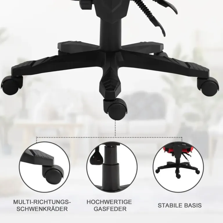 Ergonomisk Gamingstol med Nackstöd & Ländryggsstöd Svart Kontorsstol
