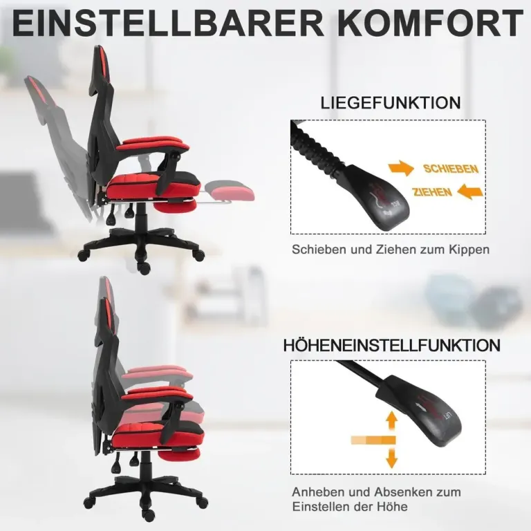 Ergonomisk Gamingstol med Nackstöd & Ländryggsstöd Svart Kontorsstol