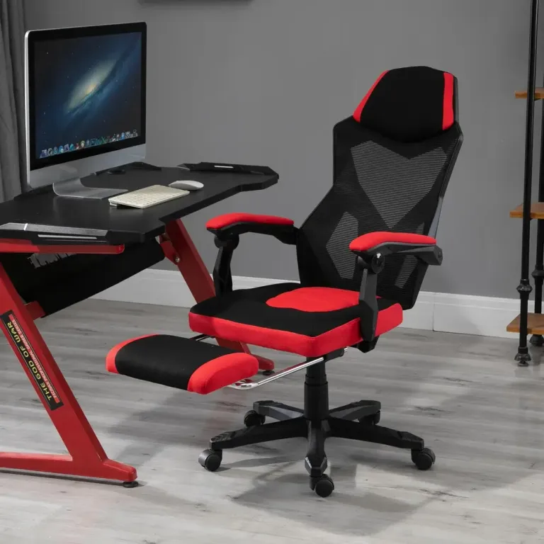 Ergonomisk Gamingstol med Nackstöd & Ländryggsstöd Svart Kontorsstol