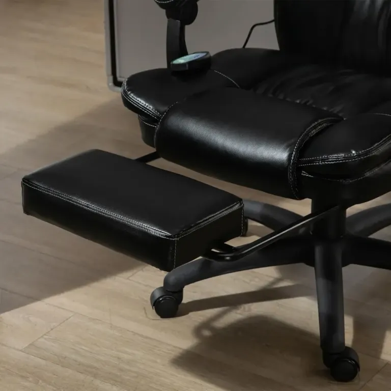Ergonomisk Kontorsstol med Massage & Fotstöd Svart Funktion Fotsöd