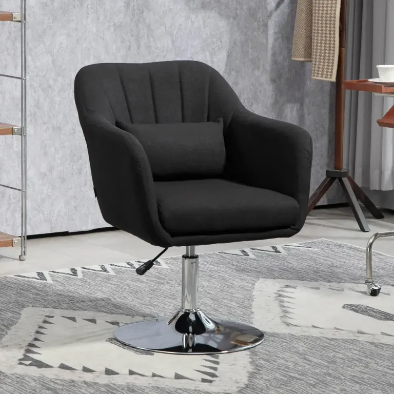 Ergonomisk Kontorsstol Loungestol Höjbar Svart Fåtölj Snurrstol