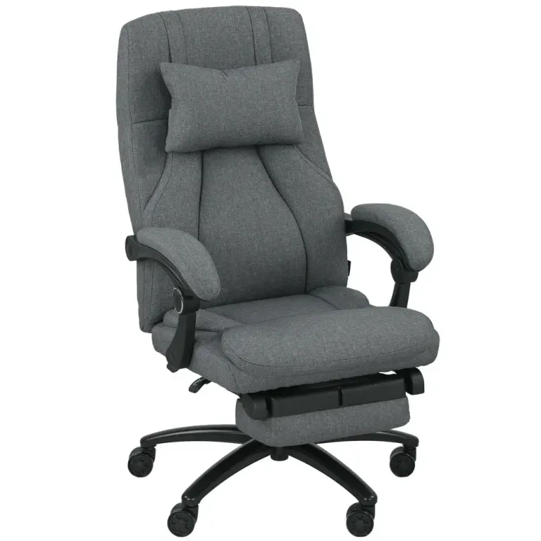 Ergonomisk Kontorsstol med Massage & Fotstöd Mörkgrå