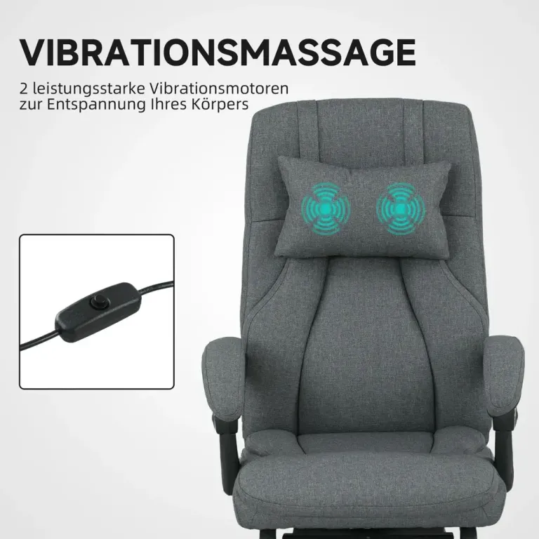 Ergonomisk Kontorsstol med Massage & Fotstöd Mörkgrå