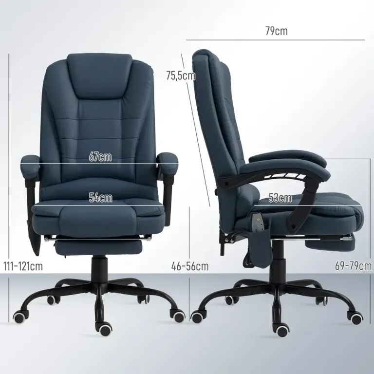 Ergonomisk Kontorsstol med Massage 7 Punkter Blå Massagepunkter