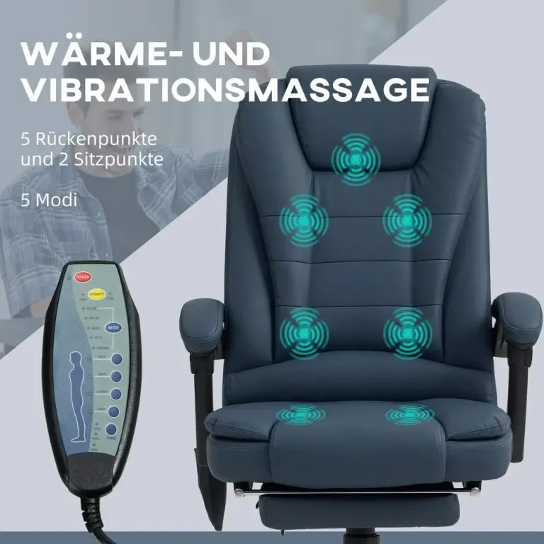 Ergonomisk Kontorsstol med Massage 7 Punkter Blå Massagepunkter