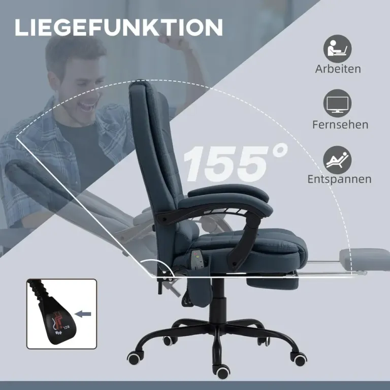 Ergonomisk Kontorsstol med Massage 7 Punkter Blå Massagepunkter