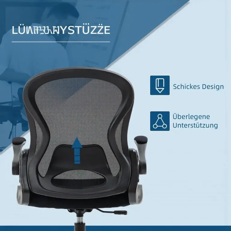 Ergonomisk Ritstol Kontorsstol med Fotring & Mesh Svart Högsäte