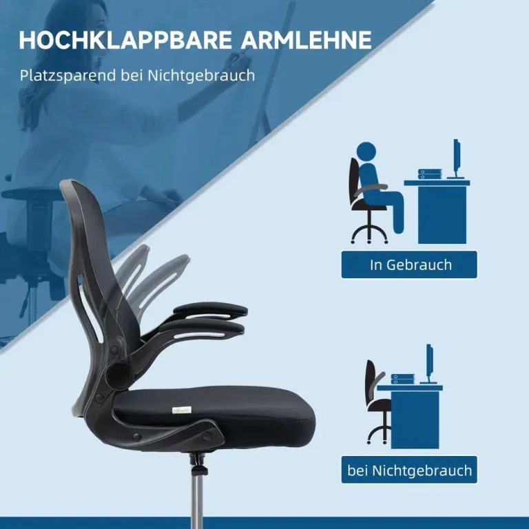 Ergonomisk Ritstol Kontorsstol med Fotring & Mesh Svart Högsäte