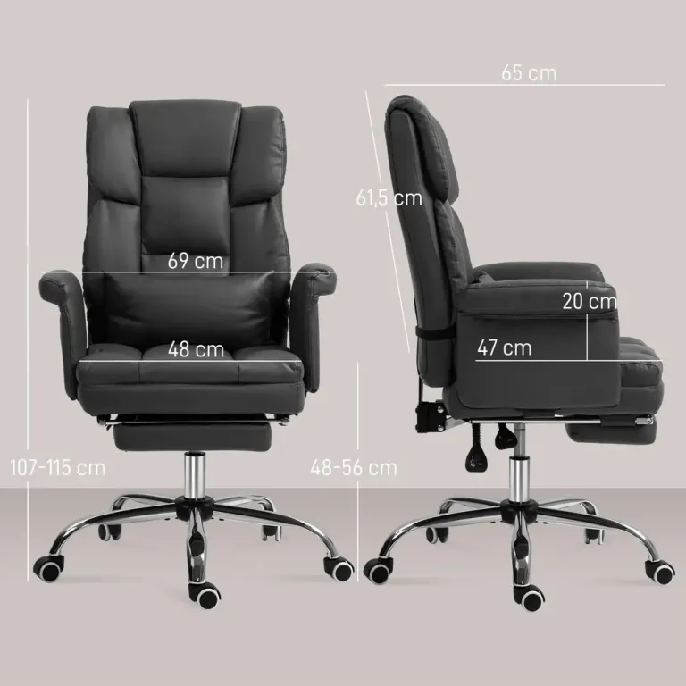 Ergonomisk Kontorsstol Höjdjusterbar & Lutande Svart
