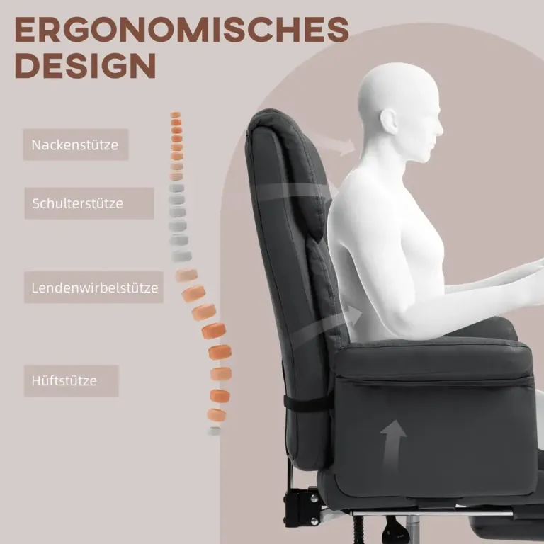 Ergonomisk Kontorsstol Höjdjusterbar & Lutande Svart