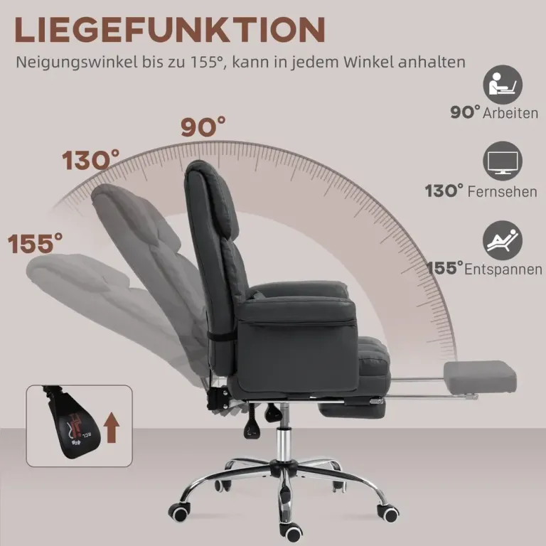 Ergonomisk Kontorsstol Höjdjusterbar & Lutande Svart