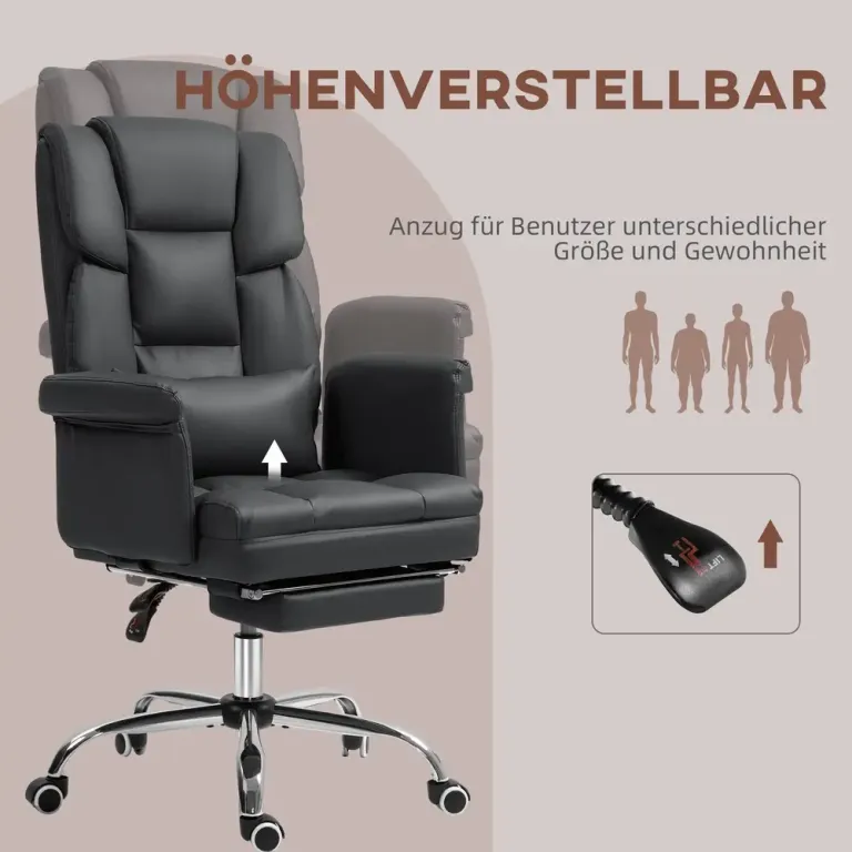 Ergonomisk Kontorsstol Höjdjusterbar & Lutande Svart
