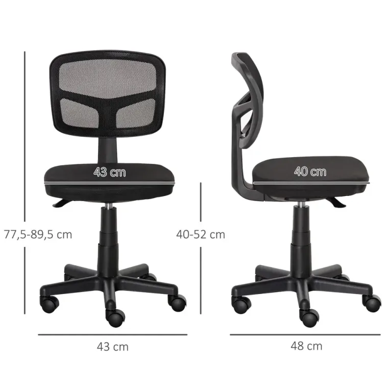 Ergonomisk Kontorsstol Höjdjusterbar Snurrstol Utan Armstöd
