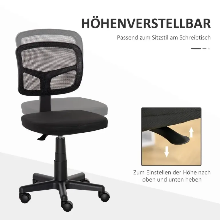 Ergonomisk Kontorsstol Höjdjusterbar Snurrstol Utan Armstöd