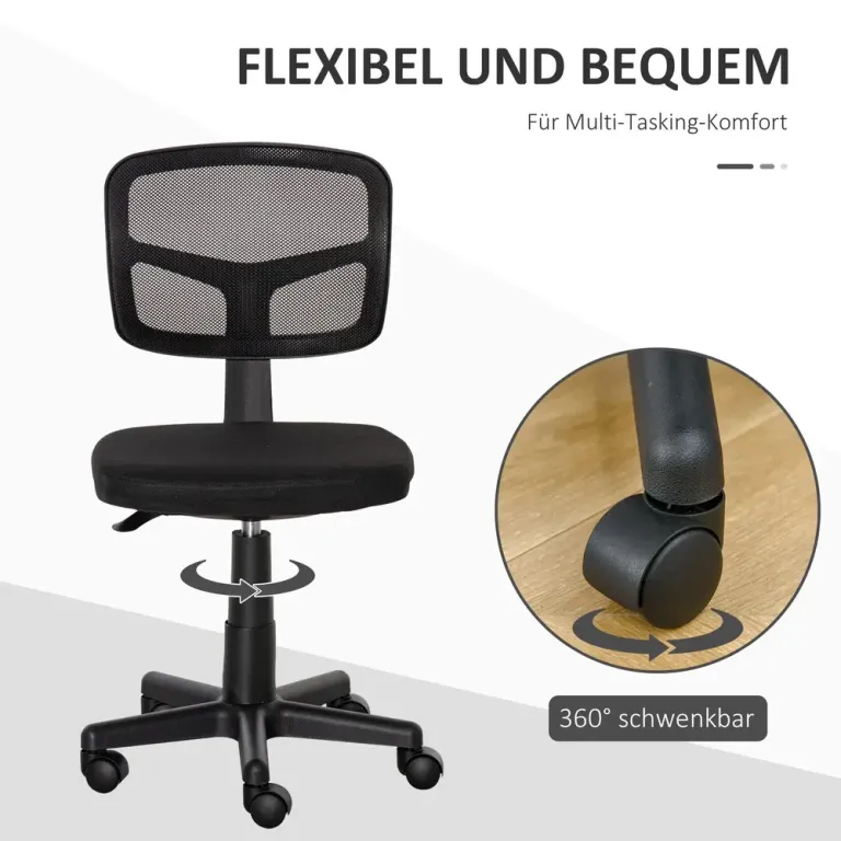 Ergonomisk Kontorsstol Höjdjusterbar Snurrstol Utan Armstöd