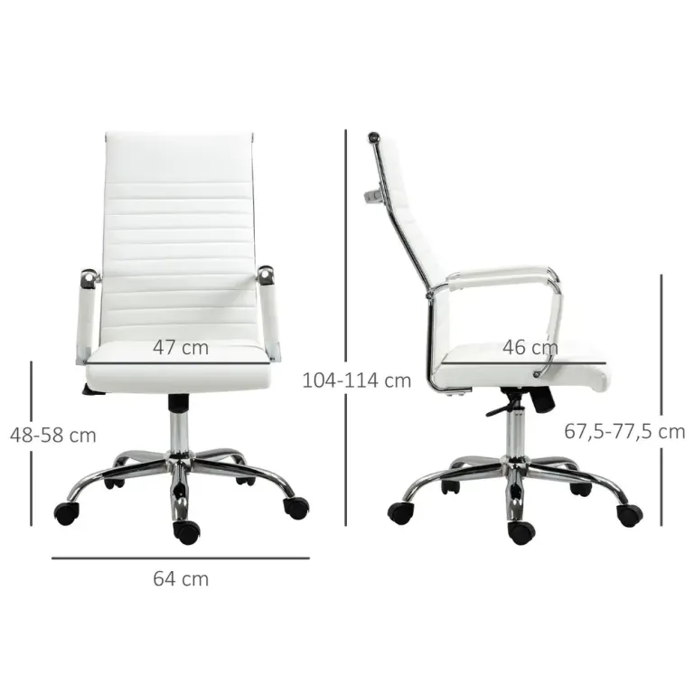 Ergonomisk Kontorsstol i Konstläder Hög Rygg Vit