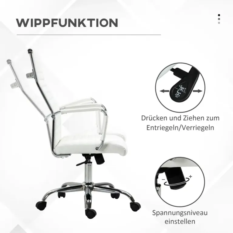 Ergonomisk Kontorsstol i Konstläder Hög Rygg Vit