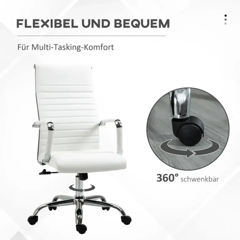 Ergonomisk Kontorsstol i Konstläder Hög Rygg Vit