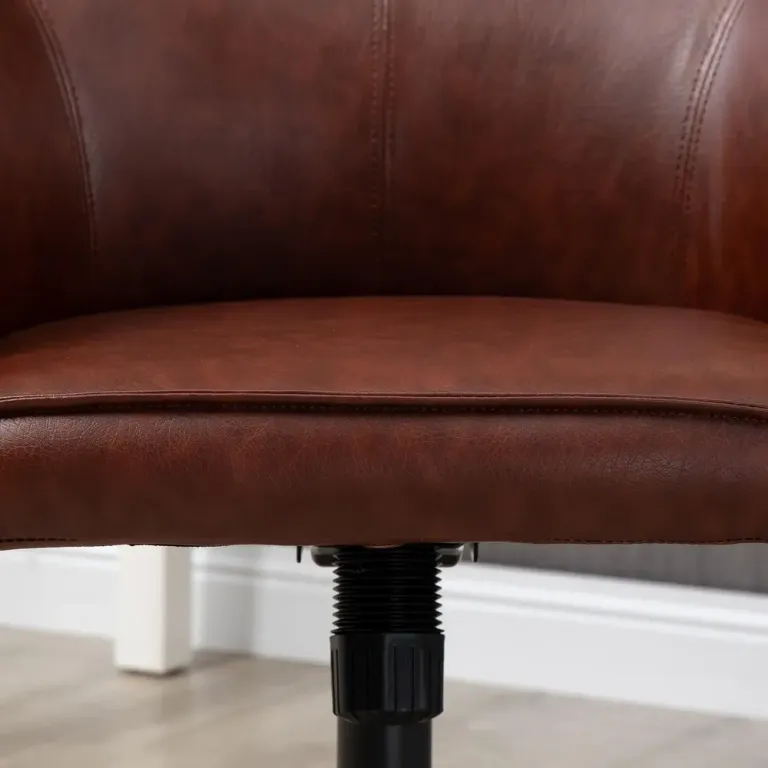 Ergonomisk Kontorsstol i Konstläder Höjbar Brun Kontorsfåtölj