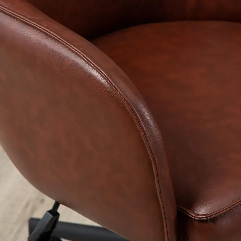 Ergonomisk Kontorsstol i Konstläder Höjbar Brun Kontorsfåtölj