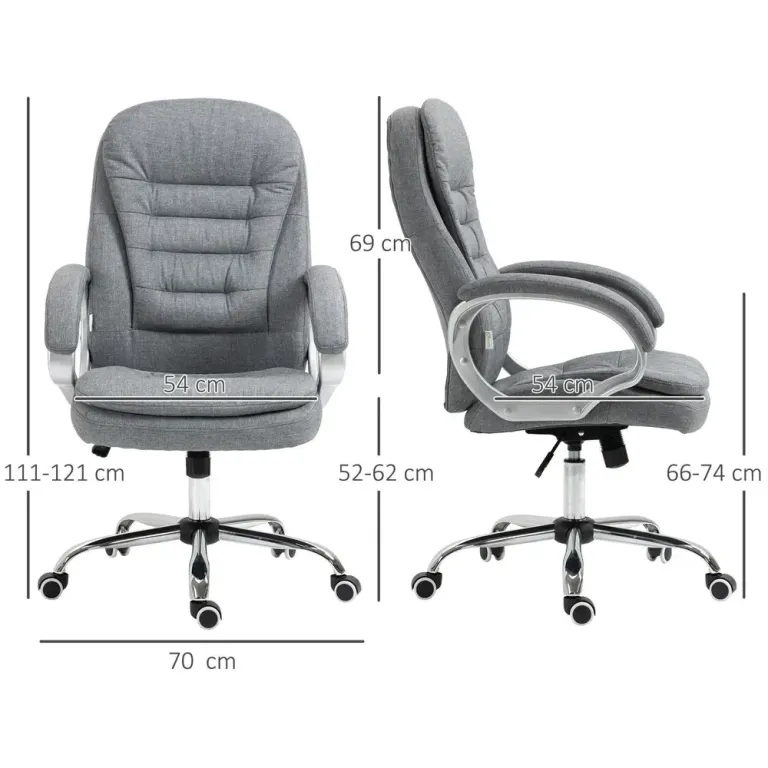 Ergonomisk Kontorsstol i Linnetyg med Vippfunktion Grå