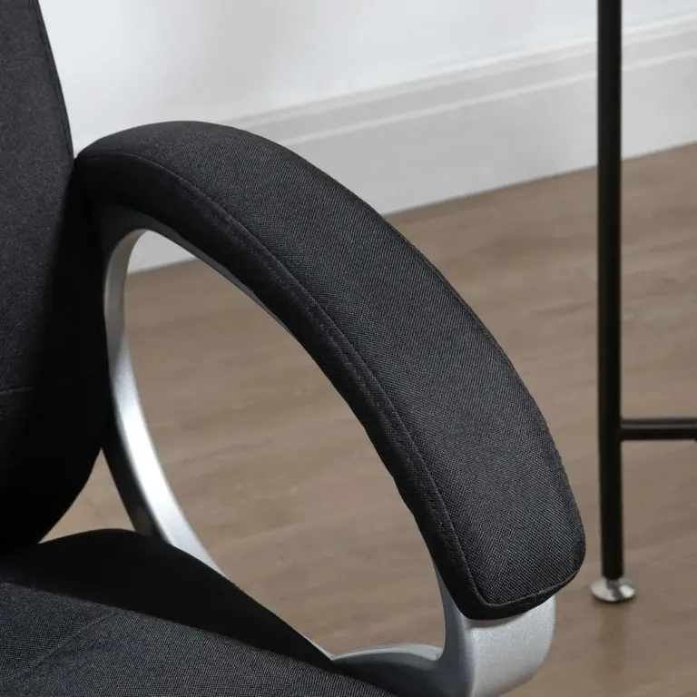 Ergonomisk Kontorsstol i Linnetyg med Vippfunktion Svart