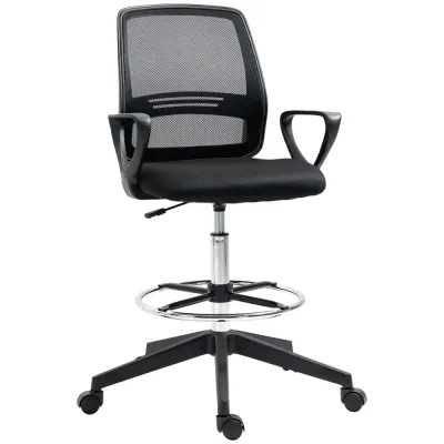 Ergonomisk Kontorsstol i Mesh Höj- & Sänkbar Svart Arbetsstol Sits