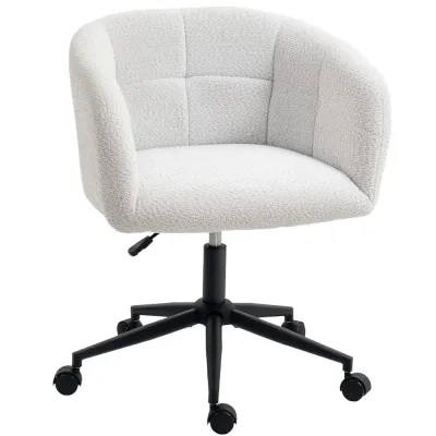 Ergonomisk Kontorsstol i Mjuk Plysch Gräddvit Kontorsfåtölj Höjd