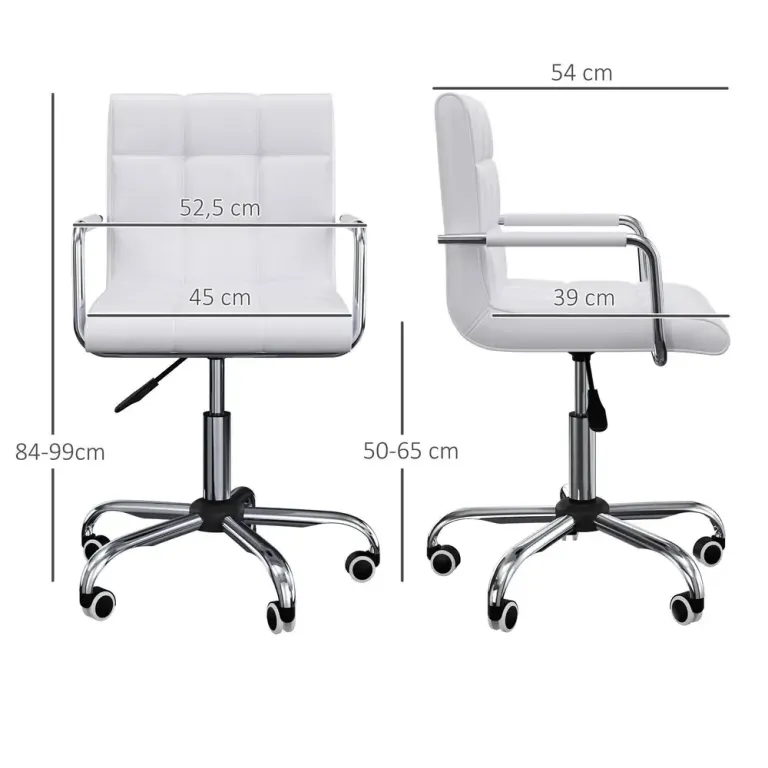Ergonomisk Kontorsstol i PU-läder Höj- & Sänkbar Vit Elegant Silver