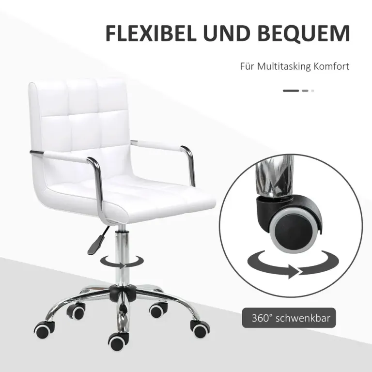 Ergonomisk Kontorsstol i PU-läder Höj- & Sänkbar Vit Elegant Silver