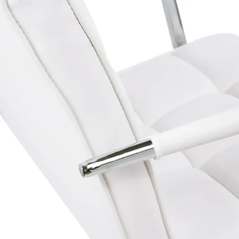 Ergonomisk Kontorsstol i PU-läder Höj- & Sänkbar Vit Elegant Silver