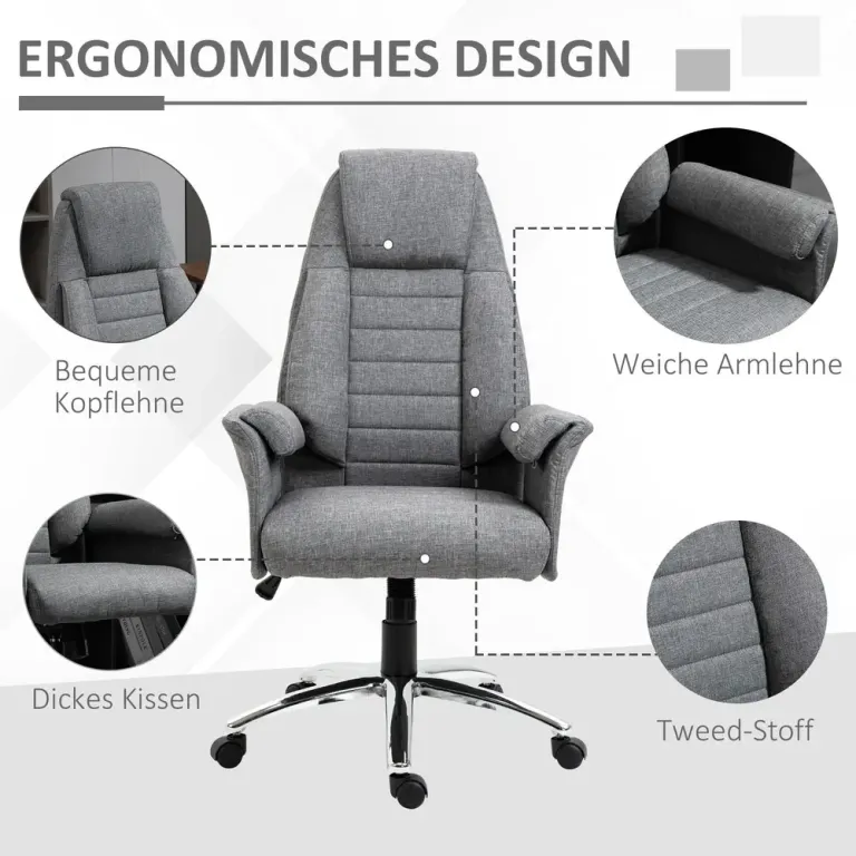 Ergonomisk Kontorsstol i Retrostil Höjbar Grå