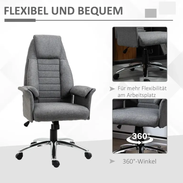 Ergonomisk Kontorsstol i Retrostil Höjbar Grå