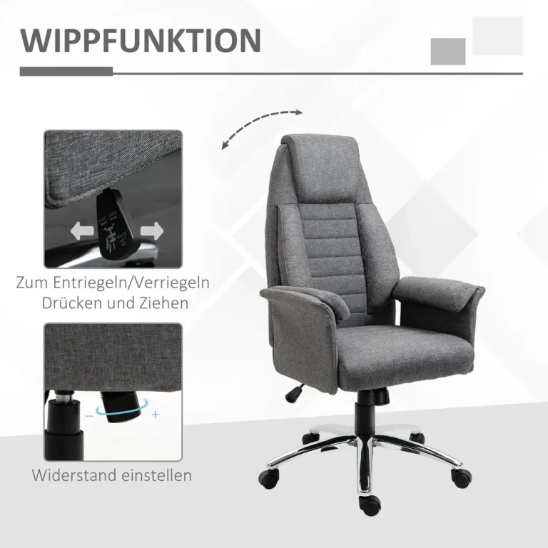 Ergonomisk Kontorsstol i Retrostil Höjbar Grå