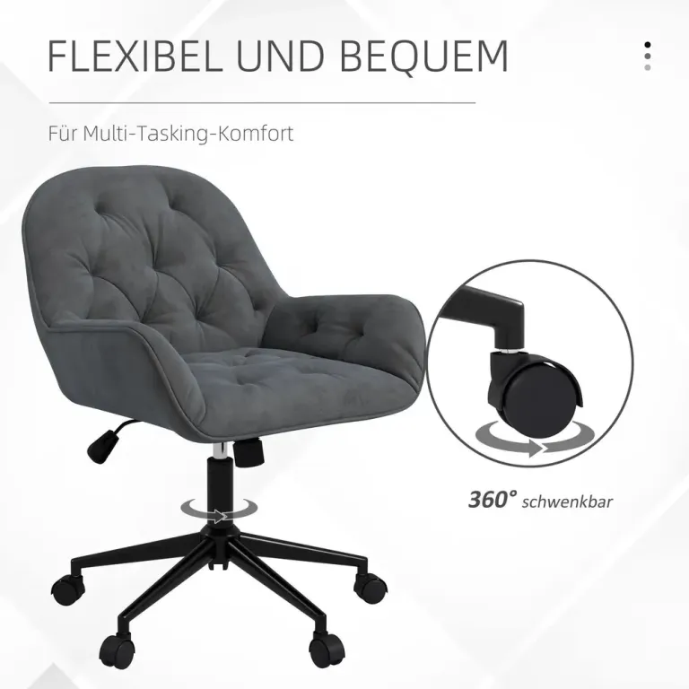 Ergonomisk Kontorsstol i Sammet Höjbar Koksgrå