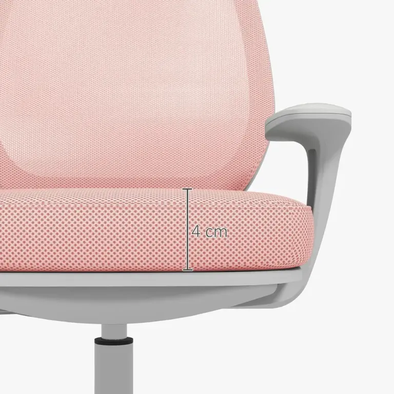 Ergonomisk Kontorsstol i Sammet Höjbar Rosa Nätrygg