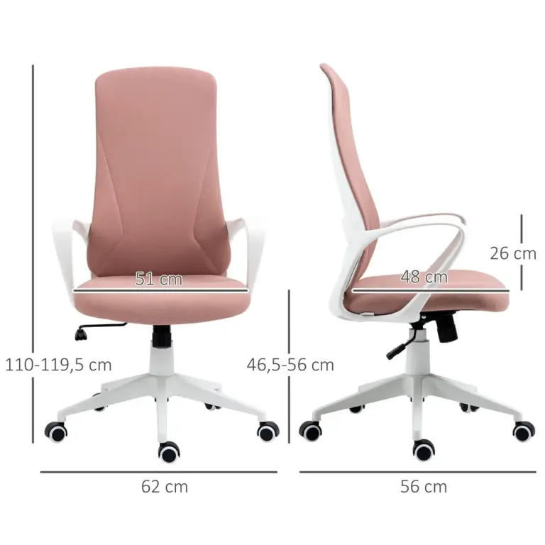 Ergonomisk Kontorsstol i Tyg Höj- & Sänkbar Rosa