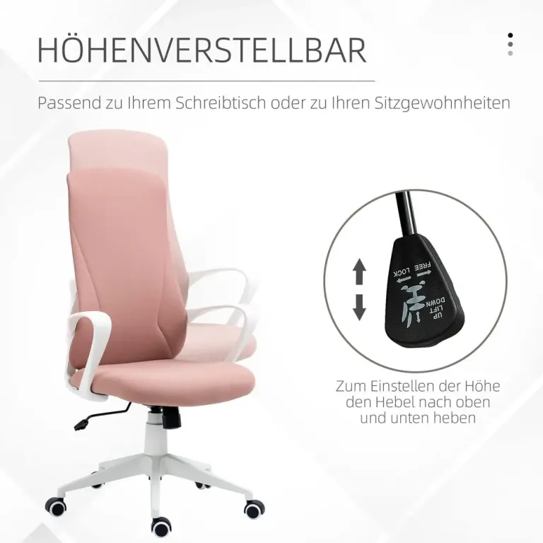 Ergonomisk Kontorsstol i Tyg Höj- & Sänkbar Rosa