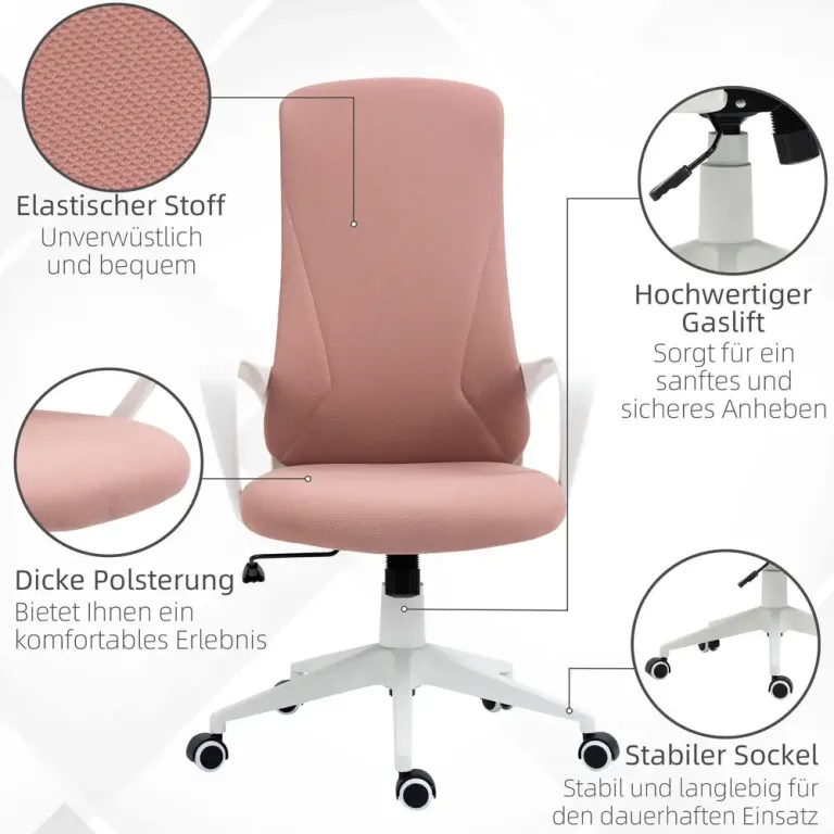 Ergonomisk Kontorsstol i Tyg Höj- & Sänkbar Rosa