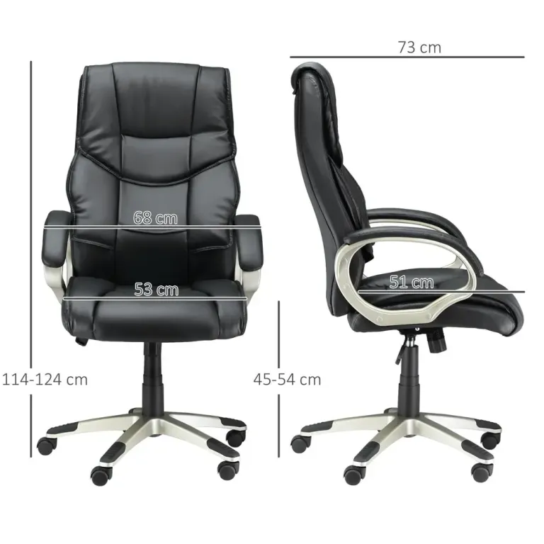 Ergonomisk Kontorsstol i Tyg Höj- & Sänkbar Svart Konstläder Metall