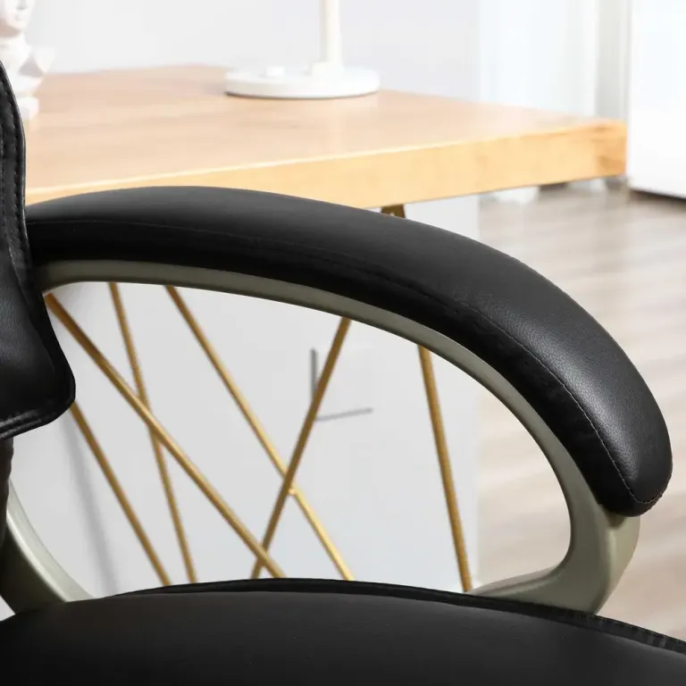 Ergonomisk Kontorsstol i Tyg Höj- & Sänkbar Svart Konstläder Metall