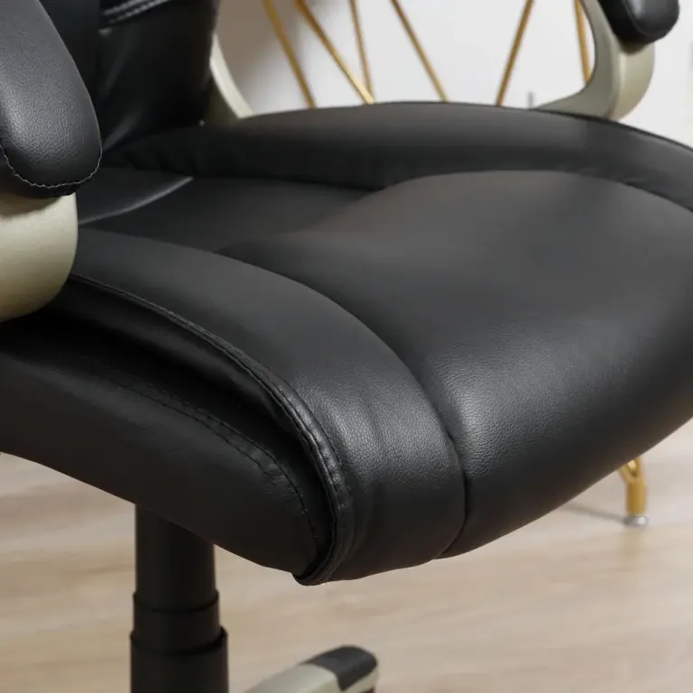 Ergonomisk Kontorsstol i Tyg Höj- & Sänkbar Svart Konstläder Metall