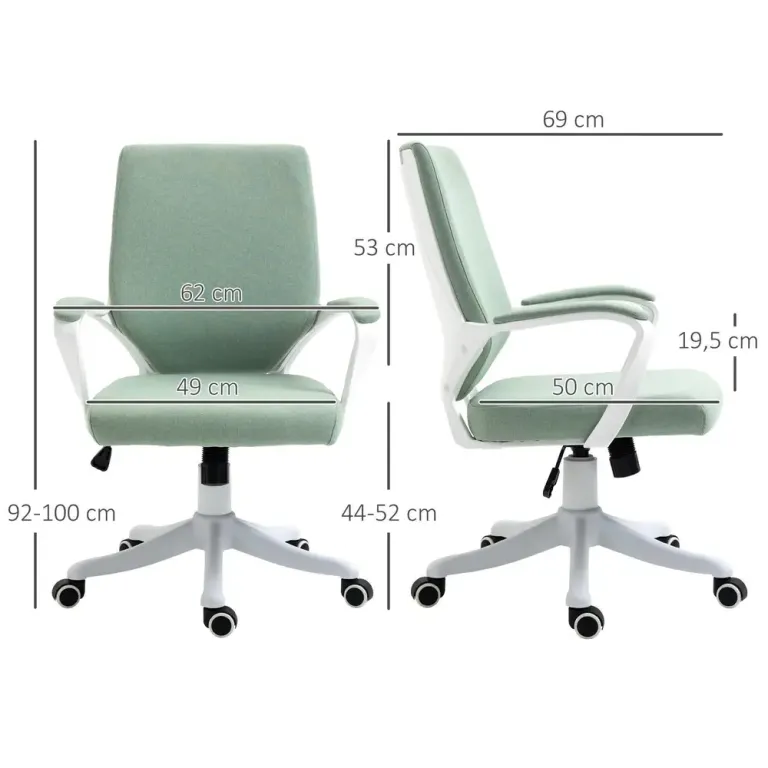 Ergonomisk Kontorsstol i Tyg med Armstöd Grön