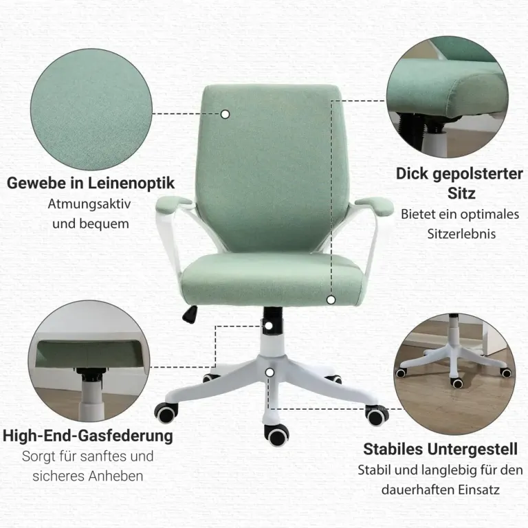 Ergonomisk Kontorsstol i Tyg med Armstöd Grön