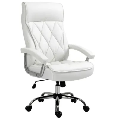 Ergonomisk Kontorsstol i Vitt Konstläder Stilren