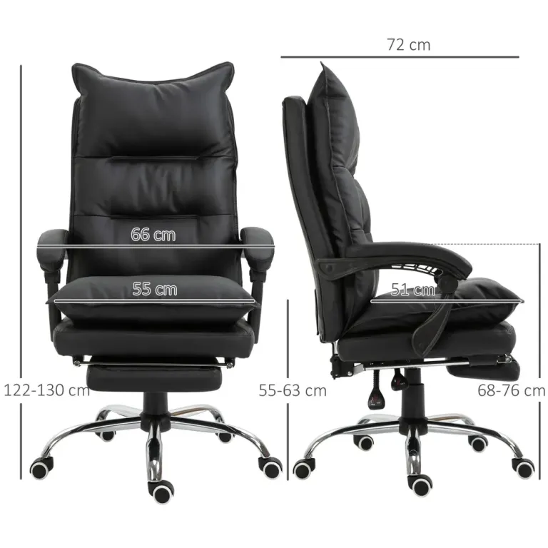 Ergonomisk Kontorsstol med Armstöd och Fotstöd Bekväm Läder