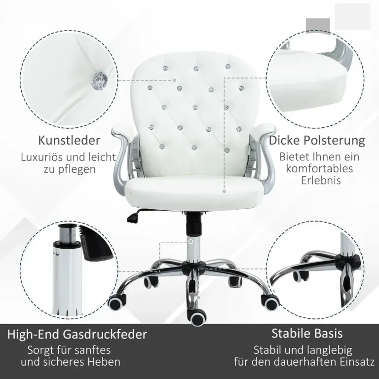 Ergonomisk Kontorsstol med Armstöd och Vadderat Ryggstöd Kristall