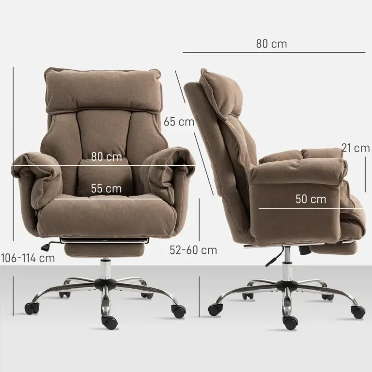 Ergonomisk Kontorsstol med Fällbart Ryggstöd Fotstöd Kontorsfåtölj