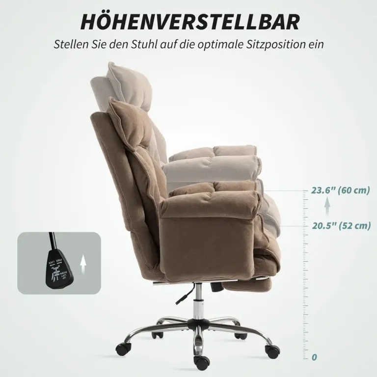 Ergonomisk Kontorsstol med Fällbart Ryggstöd Fotstöd Kontorsfåtölj